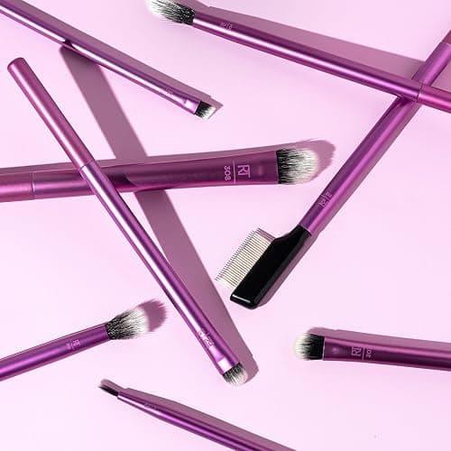 Real Techniques 8 Piece Everyday Eye Essentials Makeup Brush Set, Eye Brushes for Eye Liner, Eyeshadow, Brows, & Lashes, Travel Friendly, Gift Set, Synthetic Bristles, Cruelty-Free & Vegan thumbnail 7
