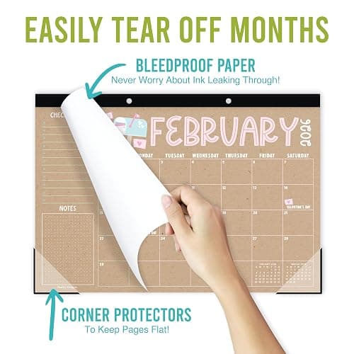 Hadley Designs Large Desk Calendar 2026-2027 - Desktop Calendar 2026, 18 -Month Desk Calendars for Home, Office & Classroom, Cute Kraft Classroom Decor Teacher Must Haves, January 2026 to June 2027 thumbnail 6
