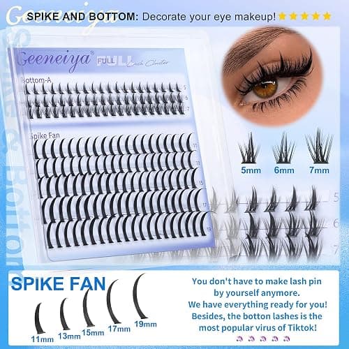 Geeneiya 5 Styles Lash Clusters Kit, Volume/Mega/Full/Bottom Eyelash Clusters Extensions with Lash Bond and Seal, Remover and Lash Extension Tools for Beginners and Proficient, DIY at Home Easily thumbnail 2