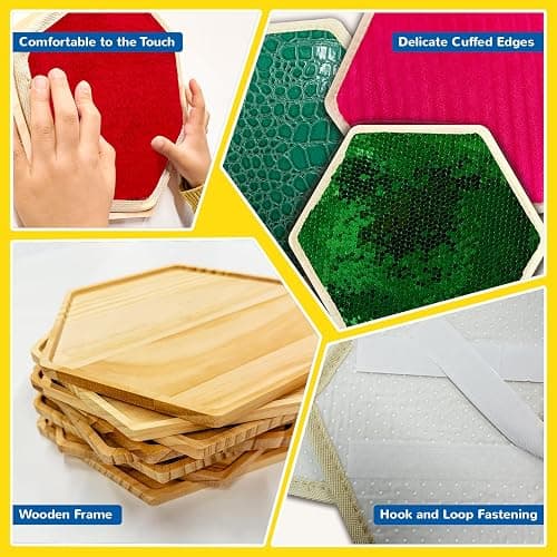 LILXIU 16 PCS Sensory Wall Panel with 9 Wooden Frame Replaceable Flip Sequin Board Textured Sensory Mats for Wall and Floor Early Learning Fidgeting Activity thumbnail 4