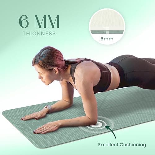 Yogii Yoga Mat - Non-Slip 6mm Thick TPE & Travel-friendly Yoga Mat - Perfect for Home & Gym Exercise Fitness & Pilates - With Laser Alignment Guides for Men & Women thumbnail 7