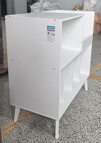 LELELINKY Large Record Player Stand, Turntable Stand with Storage, Vinyl Record Holder with Display Area, Record Player Table Holds Up to 300 Albums, Record Stand for Music Room Living Room-White thumbnail 11