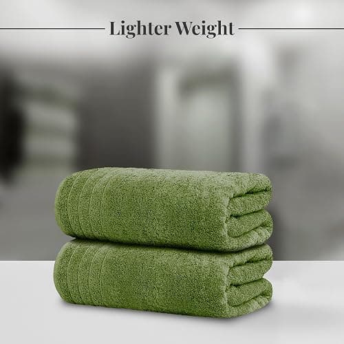 Tens Towels Pack of 4 Extra Large Bath Towels 30 x 60 Inches, 100% Cotton, Larger & Lighter Weight, Quicker to Dry, Super Soft and Absorbent, Perfect for Bathroom, Green thumbnail 3