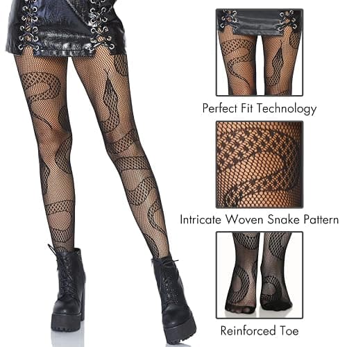 Leg Avenue Women's Black Fishnets Patterned Tights with Designs thumbnail 3