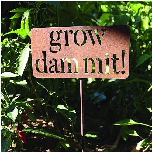 Island Genius Grow Dammit Funny Garden Sign, Unique Outside Gardening Decor Outdoor, Flower Vegetable Garden Accessories, Fun Gardening Gifts for Women Men Mom Gardener Who Love Plants, Alloy Steel thumbnail 5