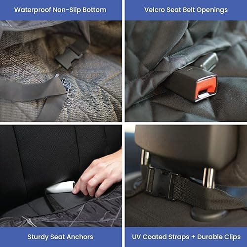 4Knines Dog Backseat Cover with Hammock for Cars, SUVs, and Trucks – Waterproof Layers, Nonslip Seat Protector, Durable Nylon Clips, K9 Shield with Heavy Duty Thread, (Regular, Tan) - Regular - Tan thumbnail 5