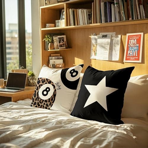 TopXmai Preppy Star Lucky 8 Ball Cheetah Leopard Print Room Decor Pillow Cover 18x18 Set of 2,Leopard Gifts for Women,Cheetah Print Gifts,Coquette Pillow Covers for Girls Room Dorm Apartment Decor thumbnail 2