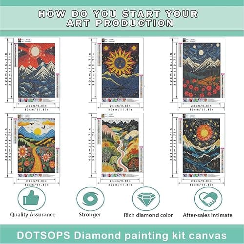 DOTSOPS Diamond Painting Kits Art Adults Painting Kit Crafts DIY 5D Diamond Art Packs Kits Full for Adults Beginner Home Wall Decoration Gift 11.8x15.7 Inches (6 Pack Landscape Abstract) thumbnail 2