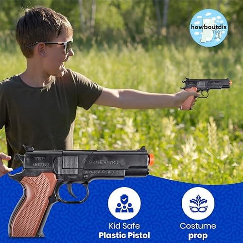 Cap Plastic Pistol Toy Gun for Kids - (2) Pistols per Order - Kid Safe for Action Fun - Birthdays, Holidays, Prizes, Costume Accesory thumbnail 2