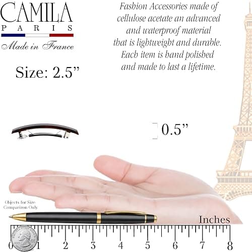 Camila Paris AD1/2 French Hair Barrette Clip for Girls, Set of 2 Small Rubberized Metal Clasp Strong Hold Grip Hair Clips for Women, No Slip Durable Styling Girls Hair Accessories, Made in France thumbnail 4