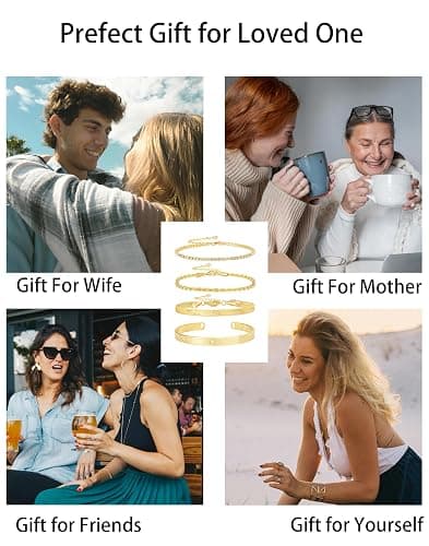 Gold Bracelets for Women 14K Gold Plated Stack Trend Bracelets Charm Paperclip Chain Cuban Link Layered Waterproof Bracelet Dainty Bracelet for Women Jewelry Gifts thumbnail 4