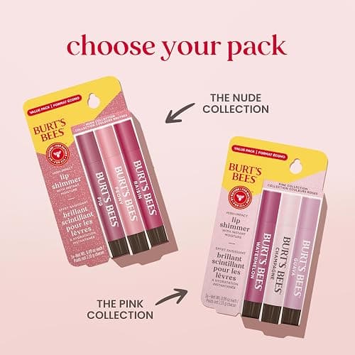 Burt's Bees Christmas Gifts, Lip Shimmer Nude Collection, Tinted Lip Balm Stick, Moisturizing for Hydration with Natural Glowy Pigmented Finish & Buildable Color, Value Pack, 3 Tubes x 0.09 Oz thumbnail 11