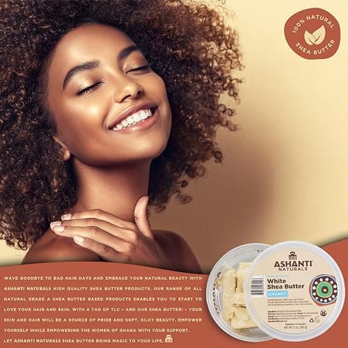 Ashanti Naturals White Chunky Raw Shea Butter | Unrefined African Shea Butter from Ghana | 100% Natural Moisturizer, No Additives - 5 oz thumbnail 4