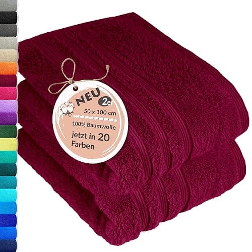 Lashuma Wellness Handtuch Set Damen 50x100 cm in Kirsch - Rot, London Flauschige Frottee Handtücher für das Badezimmer und Spa - 2 Handtuch 50x100 cm - Kirsch Rot - Image 1