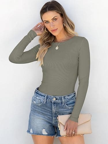 ANRABESS Women Long Sleeve Shirts Rib Knit Slim Fit Tops Basic Tee 2025 Fall Outfits Casual T-Shirt Underscrubs Layer Clothes thumbnail 3