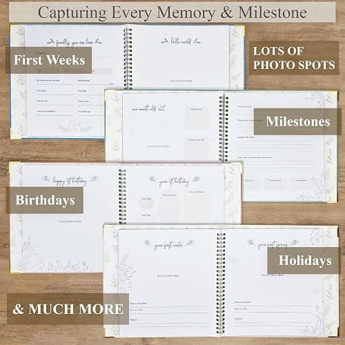 Baby Book Keepsake Boy or Girl Timeless Baby Memory Book First 5 Years for Baby Shower Gender Neutral Baby Scrapbook New Mom Gift Baby Journal from Birth to Age 5 Milestone Book Sage Green thumbnail 8