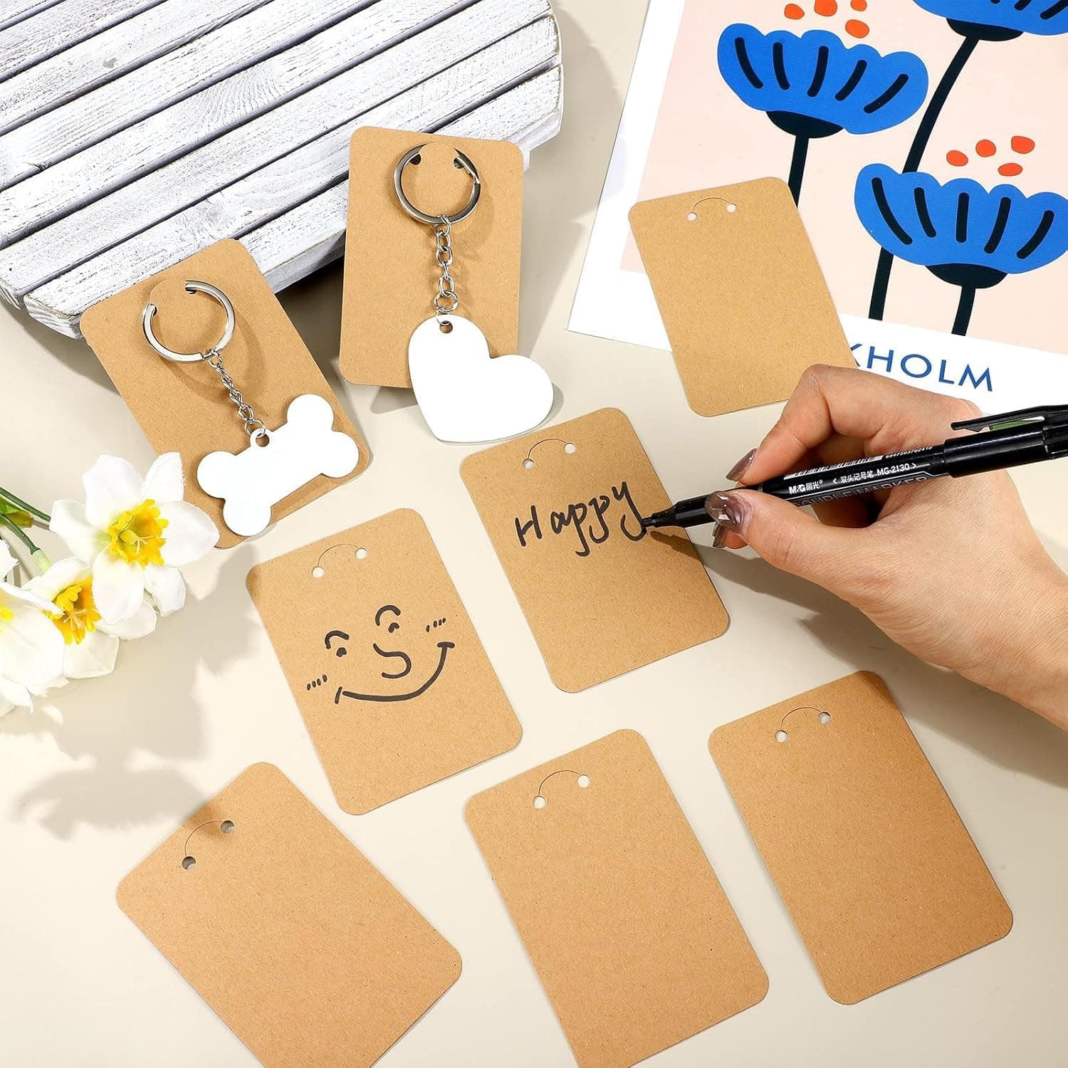 Festiko® Keychain Display Cards (Brown Kraft A, Pack of 100 Pcs, 4.7"*3.1"), Keyring Display Cards, Jewellery Display Cards thumbnail 6