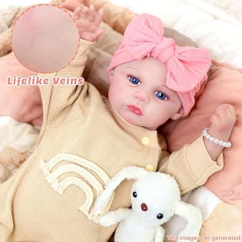 ECORELF Reborn Dolls Set with Gift Box for Kids Age 3+ | 20 Inch Silicone Lifelike Baby Dolls, Soft Realistic Girl Doll and Accessories Suitable Companionship and Collecting thumbnail 5