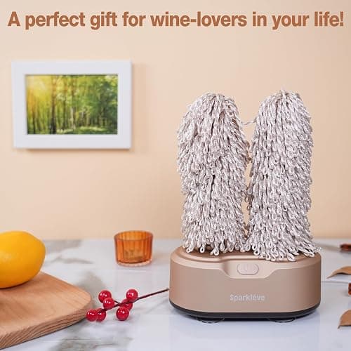 Home Glassware Polisher, World's First Affordable Spinning Glass Polisher, 600 RPM Dries, Polishes, All Glasses, Wet Glass and Spin For Sparkling Glassware, Champagne, Premium Painted thumbnail 9