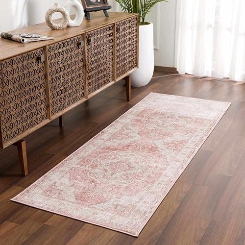 BoutiqueRugs Blush & Light Pink Collection Kandos Bohemian Oriental Medallion Area Rug - Traditional Floral Carpet for Living Room, Bedroom - Blush, Dusty Pink, Cream - 5'3" x 7' (5x7 Area Rug) thumbnail 7