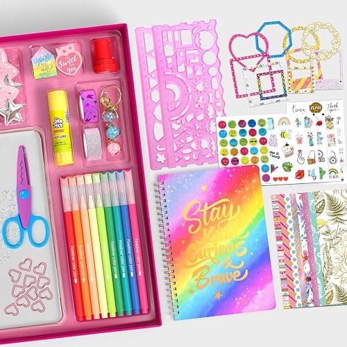 ADUSRIZ 2-Pack DIY Journal Kit for Girls, Journal Set with Stickers, Birthday Gifts for Teen Girls, Decorate Your Planner/Organizer, Journaling Arts Craft Kit, Ideal Gifts for 8-12 13 14 Year Old Girl thumbnail 2