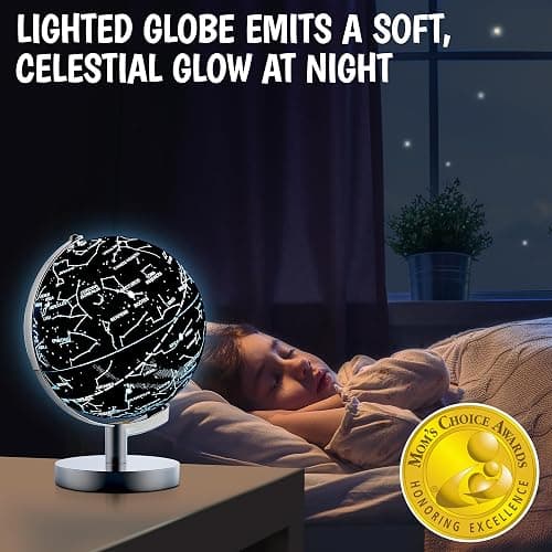 USA Toyz Illuminated Globe for Kids Learning- 3-in-1 STEM Globes of the World with Stand, Constellation Map, Built-in LED Night Light Desk Globe Lamp, Non-Tip Metal Base, 9.75” Tall, 7 Inch Diameter thumbnail 4