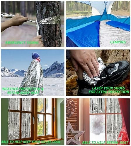 MIXIAO Emergency Foil Thermal Blanket shelter Survival Reflective Blankets | (Pack of 25) 210 x 160 cm (82" x 63") Perfect for Outdoors, Hiking, Survival, Marathons or First Aid thumbnail 6
