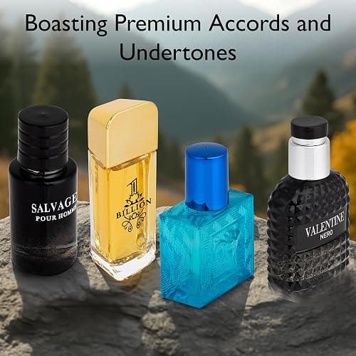 Signature Scent 4-Piece Mini Fragrance Set for Men Includes Savvy/1 Billion/Verse/Valentine Collection of Woody, Spicy, Citrus & Aromatic Fragrance Non-Irritating Ingredient Each One in 30ml Bottle thumbnail 4