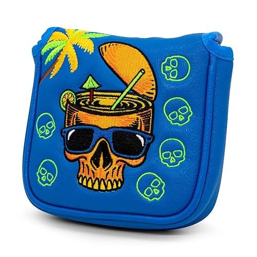 Funny Golf Mallet Putter Cover Magnetic Mallet Head Cover Headcover - Blue Synthetic Leather Golf Club Covers for Mallet Putters fits for All Brand, Cool Golf Gift for Men Golfers