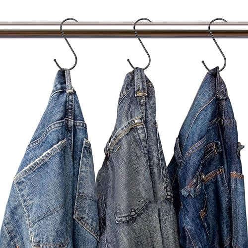Evob 30 Pack Black S Hooks Steel Hanging Hooks Heavy Duty S Hanger Hook Metal Kitchen Pot Rack Hooks Closet Hooks for Hanging Pan, Cups, Jeans, Plant thumbnail 4
