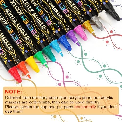 Betem Acrylic Paint Markers Pens, Dual Tip 120 Colors Premium Paint Pens Acrylic Markers for Wood, Fabric, Canvas, Stone, Rock Painting, Glass, Ceramic Surface, DIY Crafts Making Art Supplies with Bag thumbnail 3