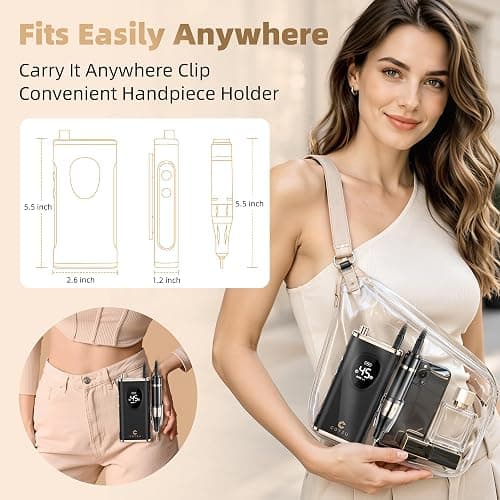 COYZU Professional Electric Nail Drill Rechargeable Nail File | for Acrylic & Gel, High Speed 45000RPM, Cordless, Portable Gel Polish Removal E file, Beginner Friendly, for Beauty Lovers thumbnail 8