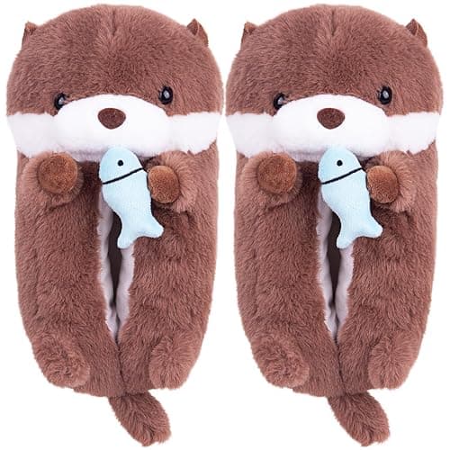 ARELUX Otter Animal Slippers Cotton Adult Unisex, Otter Plush House Shoes with Non-Slip Sole, Warm Fuzzy Lining for Indoor Outdoor Cosplay Party Valentine's Gift Idea Gift - Image 1