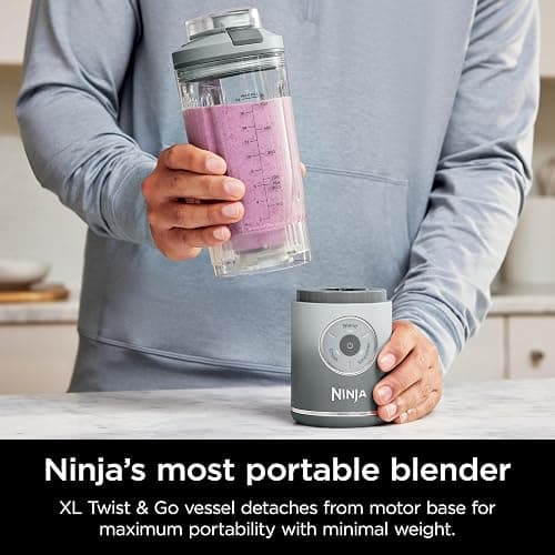 Ninja Blast Max, Portable Blender + Twist & Go, Personal Smoothie, Blend, Ice Crush, 3 Programs, Cordless, 22 oz removable Vessel, Dishwasher Safe, Leakproof, Silver, BC251SL thumbnail 3