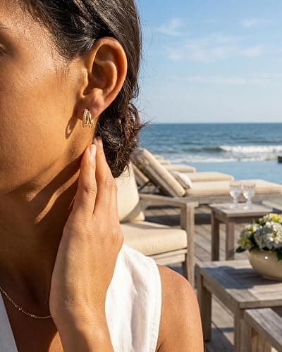 MUMREUES Gold Hoop Earrings for Women Huggie Hoop Earrings Jewelry Gifts | Hypoallergenic Earrings,Earrings for Sensitive Ears Women,Dainty Earrings for Women Trendy,Jewelry Gifts, thumbnail 3