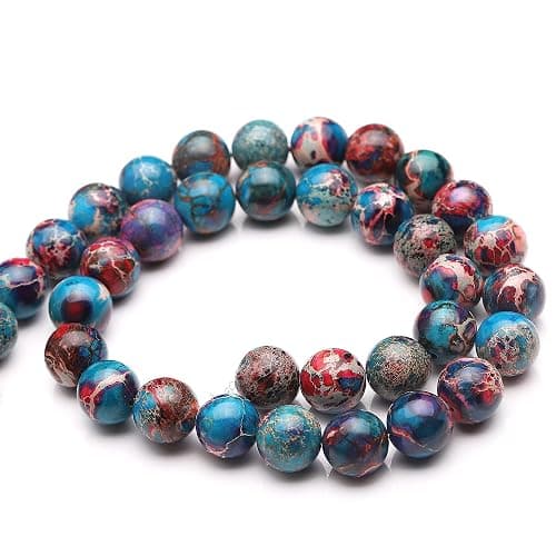 Youngbling Natural Gemstone Beads for Jewelry Making,8mm Blue Imperial Jasper Polished Round Smooth Stone Boho Beads,Genuine Real Stone Beads for Bracelet Necklace 15 Inch(Blue Imperial Jasper,8mm) thumbnail 4