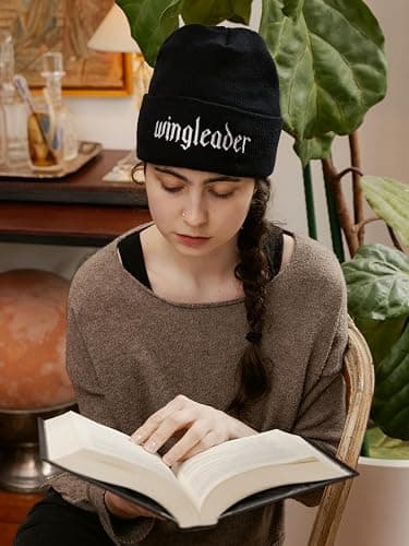 Out of Print Fourth Wing: Wingleader Beanie - Officially Licensed Rebecca Yarros Black Hat for Book Lovers thumbnail 3