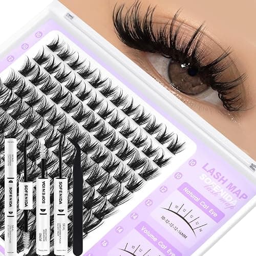 SOFENIDA Lash Clusters Wispy Lash Clusters Kit Cluster Eyelash Extensions 10-18mm Lash Extension Kit Eyelash Cluster Eyelash Extensions Waterproof DIY Individual Lashes Clusters with Soft Thin Band - Image 1
