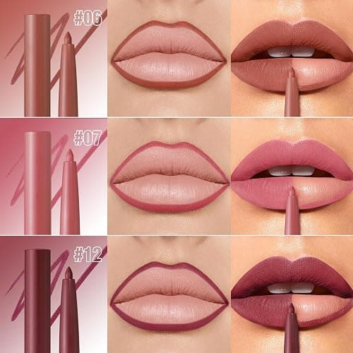 LANGMANNI 12 Colors Sculpting Matte Velvet Lip Liner Set,Smooth Creamy Texture,Waterproof And High Pigmented For Girls Daily Application Lip Makeup thumbnail 7