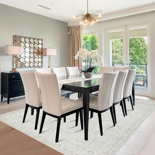 Srugn Washable Rugs 5x7 Area Rugs for Living Room,Bedroom,Large Carpets,Ultra Soft Faux Wool Retro Dining Room Rug,Non Slip&Non-Shedding Low Pile Vintage Rugs for Home Office,Concrete Grey thumbnail 8