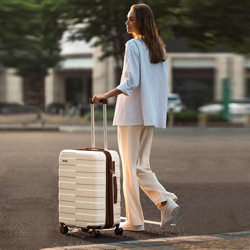 Vipbox Maletas de Viaje Rígidas Mediano 65cm (3 AÑOS DE Servicio VIP) Policarbonato Ampliable Set Maleta Trolley Ligero Duradero con 4 Ruedas Dobles Giratorias y Cerradura TSA, Blanco Elegante thumbnail 3