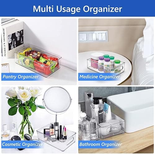 Diwoker Fridge Organiser, Stackable, Storage Box, Kitchen Organiser, Pantry Storage Container, Transparent Container for Fridge, Kitchens, Cabinets (Pack of 6) thumbnail 7