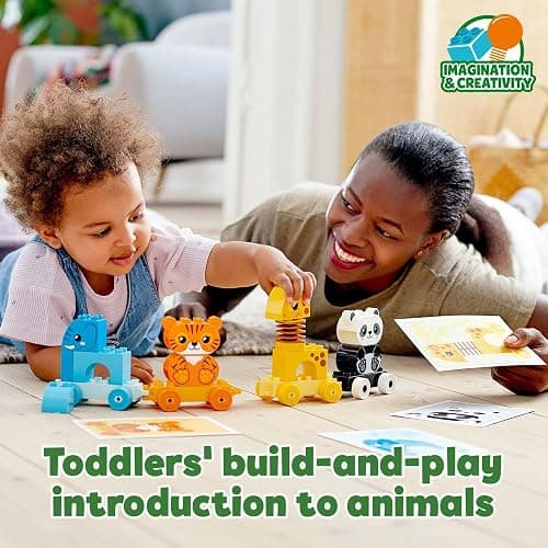LEGO DUPLO My First Animal Train 10955, Toys for Toddlers and Kids 1.5-3 Years Old with Elephant, Tiger, Panda and Giraffe Figures, Learning Toy thumbnail 6