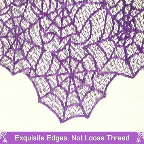 Halloween Table Runner - Purple Lace Spider Web Table Runner for Halloween Masquerade Scary Movie Nights, 13x72 Inch thumbnail 4