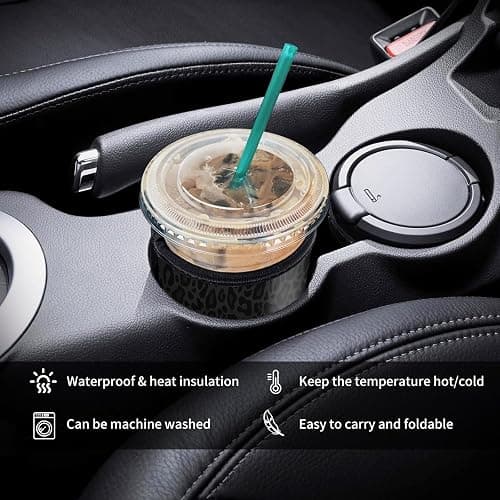 AUEKLLW 3 Pack Reusable Neoprene Insulator Sleeve for Iced Coffee Cups, Funny Coffee Cup Sleeves for 16-32oz Coffee cups, Cute Drink Sleeve for Cold Hot Beverages Cute Black Leopard thumbnail 3