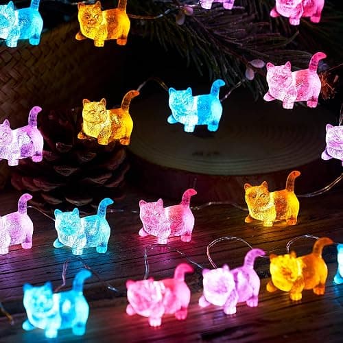 JASHIKA Cat String Lights Kawaii Deco Kitty Fairy Decorative Lights 10ft 30LED Battery Operated Novelty Lighting for Outdoor Wedding Camping Tent Baby Shower Bedroom Birthday Party thumbnail 6