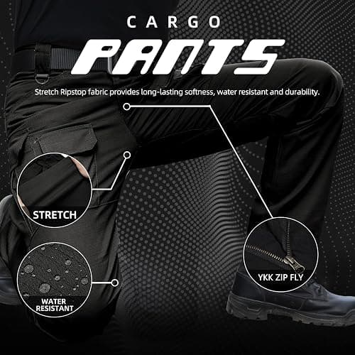 Hiwise Men's Stretch Tactical Pants Water Resistant Ripstop Cargo Pants Outdoor Lightweight EDC Work Hiking Pants thumbnail 4