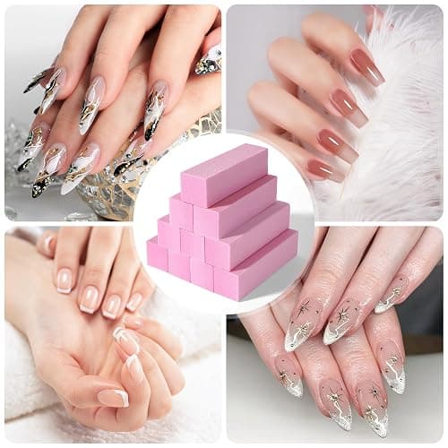 Set mit 10 Buffer Feile für Nägel, Professionelle Nagel Buffer zum Schleifen von Acryl-oder Natürlichen Gelnägeln, Buffer für Nägel 4 waschbare Seiten für Maniküre - Rosa thumbnail 7