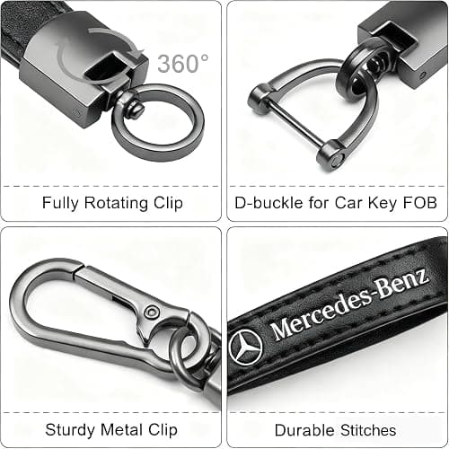 three carriage Car Keychain, Key Ring Compatible with Mercedes-Benz C, E, S, GLC, GLE, GLS, AMG, and EQ Series – Durable Metal Key Holder with 360°Rotatable Snap for Vehicle Accessories thumbnail 3