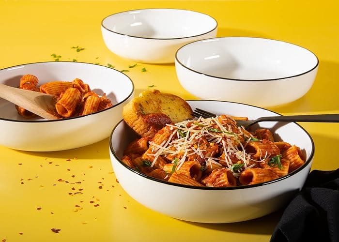 Gibson Home Oslo 16 Piece Porcelain Dinnerware Set,White w/Black Rim Rim, Service for 4 (16pcs) thumbnail 6